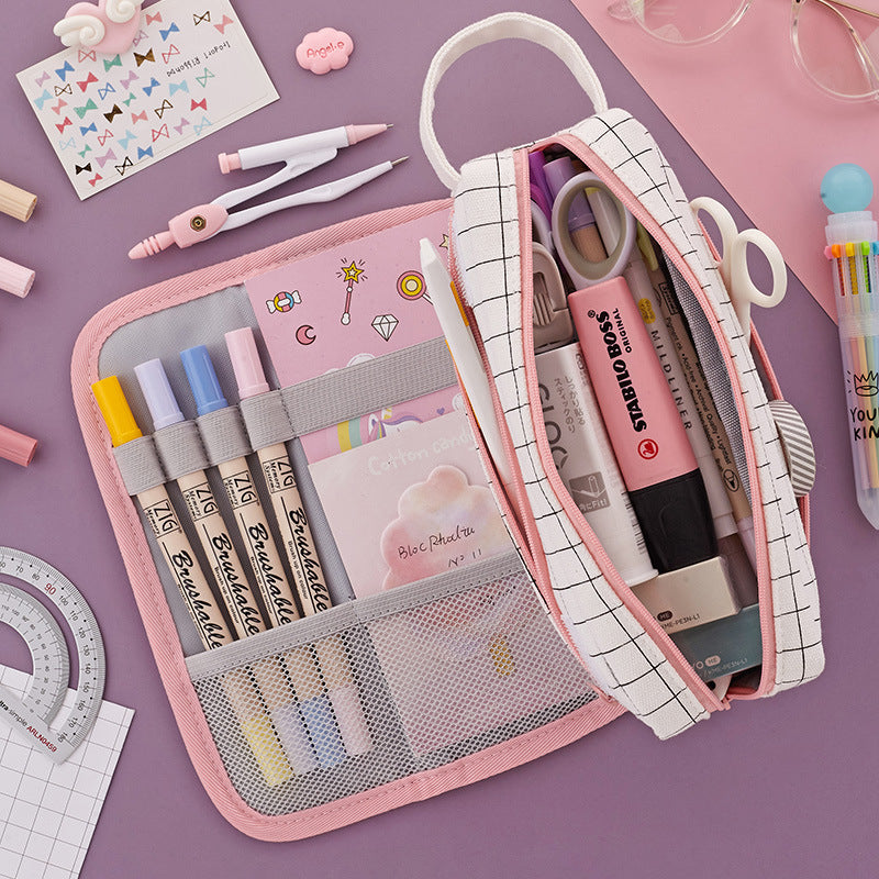 Large Capacity Pencil Bag Aesthetic School Cases Girl Korean Stationery  Holder B