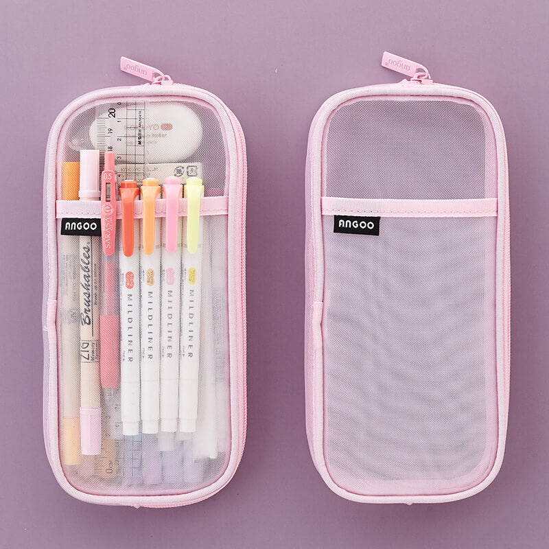Grid Mesh Pencil Case With Zipper Clear Pencil Pouch Visible - Temu