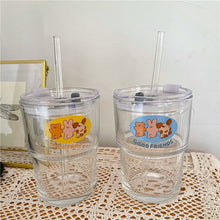 Load image into Gallery viewer, Good Friends Glass Water Cup With Straw &amp; Lid
